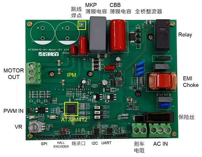  AT32M412-HV-Motor-EV 评估板硬件配置